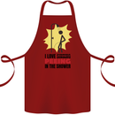 I Love Peeing in the Shower Funny Rude Cotton Apron 100% Organic Maroon