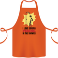 I Love Peeing in the Shower Funny Rude Cotton Apron 100% Organic Orange