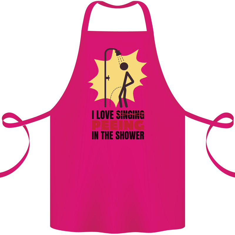 I Love Peeing in the Shower Funny Rude Cotton Apron 100% Organic Pink