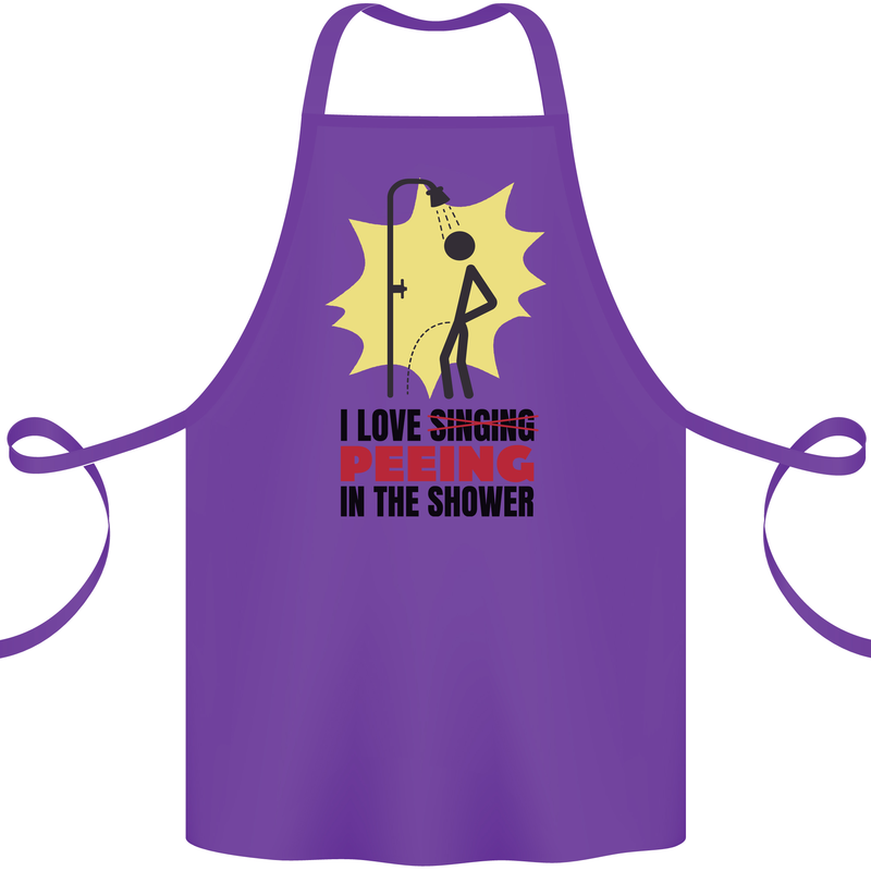 I Love Peeing in the Shower Funny Rude Cotton Apron 100% Organic Purple
