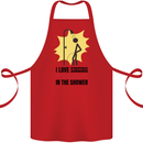 I Love Peeing in the Shower Funny Rude Cotton Apron 100% Organic Red