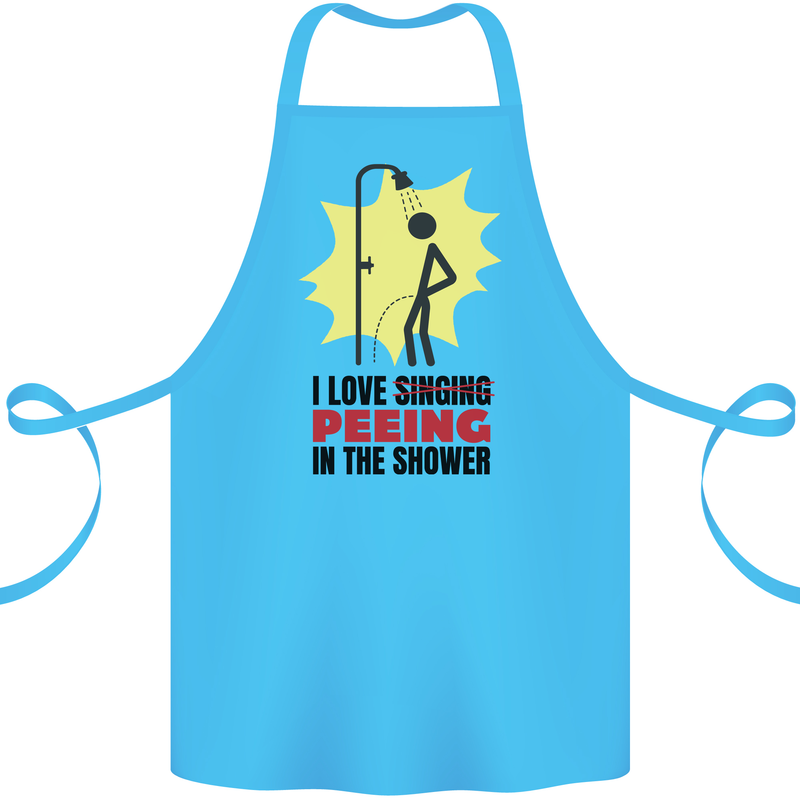 I Love Peeing in the Shower Funny Rude Cotton Apron 100% Organic Turquoise