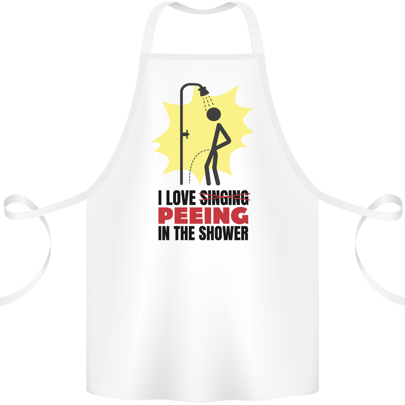 I Love Peeing in the Shower Funny Rude Cotton Apron 100% Organic White