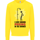 I Love Peeing in the Shower Funny Rude Kids Sweatshirt Jumper Yellow