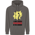 I Love Peeing in the Shower Funny Rude Mens 80% Cotton Hoodie Charcoal