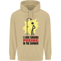 I Love Peeing in the Shower Funny Rude Mens 80% Cotton Hoodie Sand