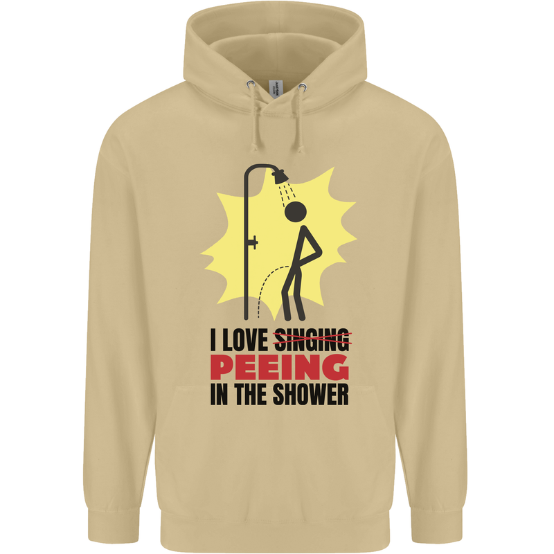 I Love Peeing in the Shower Funny Rude Mens 80% Cotton Hoodie Sand