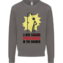 I Love Peeing in the Shower Funny Rude Mens Sweatshirt Jumper Charcoal