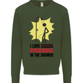 I Love Peeing in the Shower Funny Rude Mens Sweatshirt Jumper Forest Green