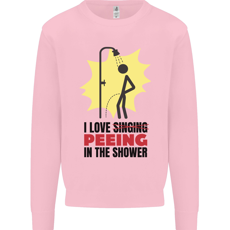I Love Peeing in the Shower Funny Rude Mens Sweatshirt Jumper Light Pink