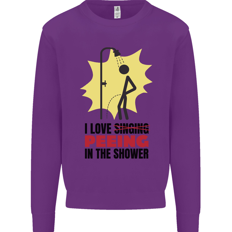 I Love Peeing in the Shower Funny Rude Mens Sweatshirt Jumper Purple