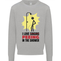 I Love Peeing in the Shower Funny Rude Mens Sweatshirt Jumper Sports Grey
