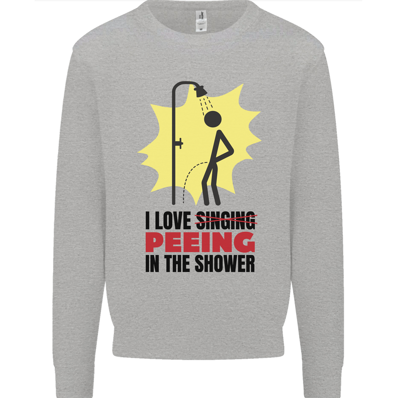 I Love Peeing in the Shower Funny Rude Mens Sweatshirt Jumper Sports Grey