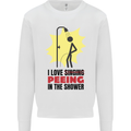 I Love Peeing in the Shower Funny Rude Mens Sweatshirt Jumper White