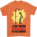I Love Peeing in the Shower Funny Rude Mens T-Shirt Cotton Gildan Orange