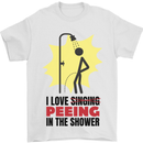 I Love Peeing in the Shower Funny Rude Mens T-Shirt Cotton Gildan White