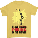 I Love Peeing in the Shower Funny Rude Mens T-Shirt Cotton Gildan Yellow