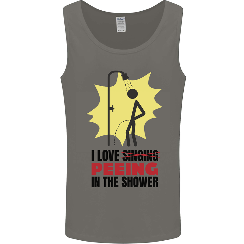 I Love Peeing in the Shower Funny Rude Mens Vest Tank Top Charcoal