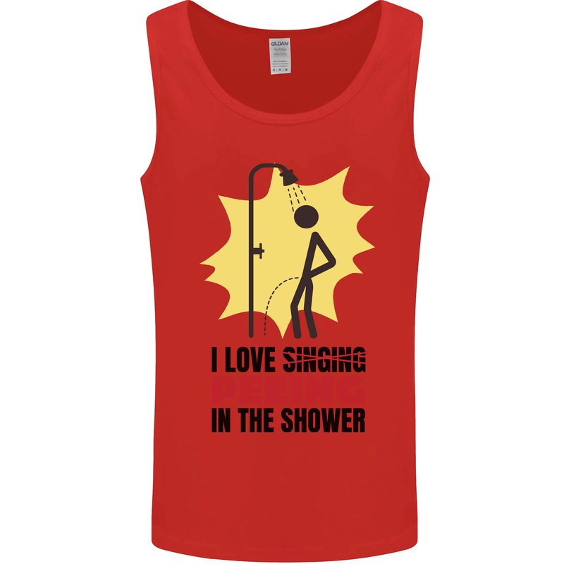 I Love Peeing in the Shower Funny Rude Mens Vest Tank Top Red