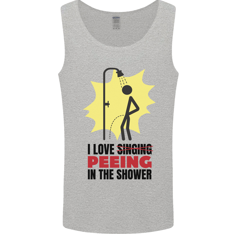 I Love Peeing in the Shower Funny Rude Mens Vest Tank Top Sports Grey