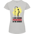 I Love Peeing in the Shower Funny Rude Womens Petite Cut T-Shirt Sports Grey