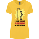 I Love Peeing in the Shower Funny Rude Womens Wider Cut T-Shirt Yellow
