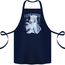 I Love Winter Anime Japanese Text Cotton Apron 100% Organic Navy Blue