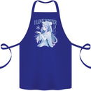 I Love Winter Anime Japanese Text Cotton Apron 100% Organic Royal Blue