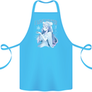 I Love Winter Anime Japanese Text Cotton Apron 100% Organic Turquoise