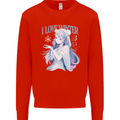 I Love Winter Anime Japanese Text Kids Sweatshirt Jumper Bright Red