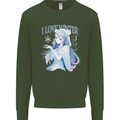 I Love Winter Anime Japanese Text Kids Sweatshirt Jumper Forest Green