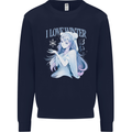 I Love Winter Anime Japanese Text Kids Sweatshirt Jumper Navy Blue