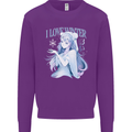 I Love Winter Anime Japanese Text Kids Sweatshirt Jumper Purple