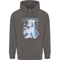 I Love Winter Anime Japanese Text Mens 80% Cotton Hoodie Charcoal