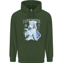 I Love Winter Anime Japanese Text Mens 80% Cotton Hoodie Forest Green