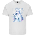 I Love Winter Anime Japanese Text Mens Cotton T-Shirt Tee Top White