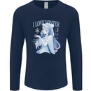 I Love Winter Anime Japanese Text Mens Long Sleeve T-Shirt Navy Blue