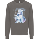 I Love Winter Anime Japanese Text Mens Sweatshirt Jumper Charcoal