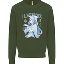 I Love Winter Anime Japanese Text Mens Sweatshirt Jumper Forest Green