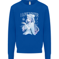 I Love Winter Anime Japanese Text Mens Sweatshirt Jumper Royal Blue