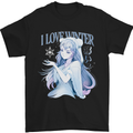 I Love Winter Anime Japanese Text Mens T-Shirt 100% Cotton Black