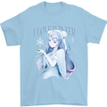 I Love Winter Anime Japanese Text Mens T-Shirt 100% Cotton Light Blue