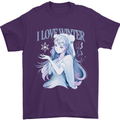 I Love Winter Anime Japanese Text Mens T-Shirt 100% Cotton Purple