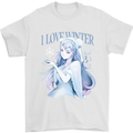 I Love Winter Anime Japanese Text Mens T-Shirt 100% Cotton White