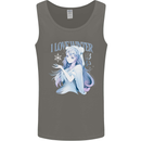 I Love Winter Anime Japanese Text Mens Vest Tank Top Charcoal