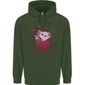 I Love You Alotl Valentines Day Axoloti Childrens Kids Hoodie Forest Green