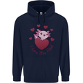 I Love You Alotl Valentines Day Axoloti Childrens Kids Hoodie Navy Blue