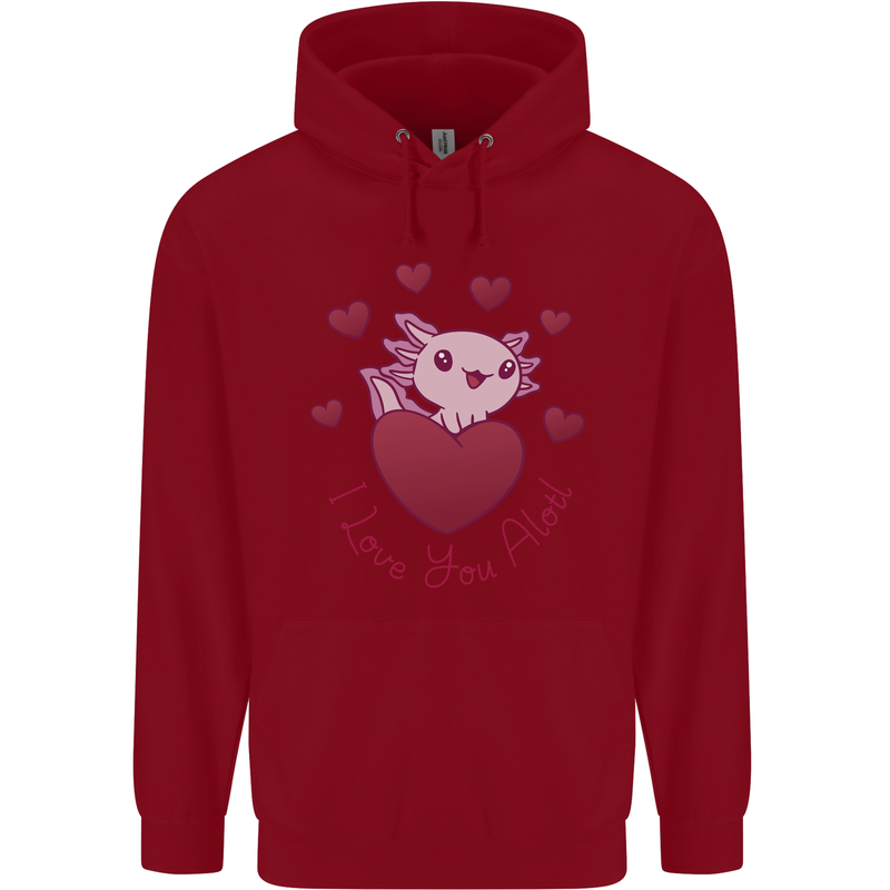 I Love You Alotl Valentines Day Axoloti Childrens Kids Hoodie Red