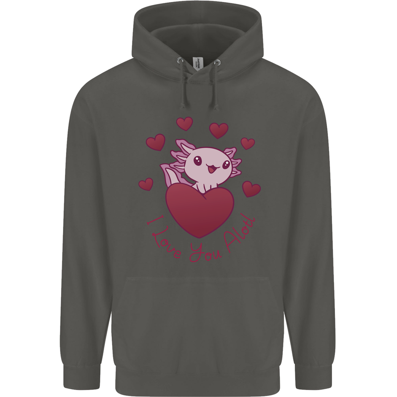 I Love You Alotl Valentines Day Axoloti Childrens Kids Hoodie Storm Grey