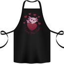 I Love You Alotl Valentines Day Axoloti Cotton Apron 100% Organic Black